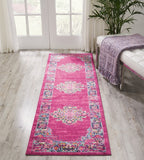 Nourison Passion PSN03 Machine Made Power-loomed Ornamental Border Indoor Only Bohemian Vintage Rug Fuchsia, Pink 100% Polypropylene 99446387646