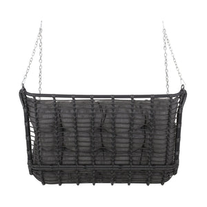 English Elm Christopher Knight Home® - ARRUDA Wicker Porch Swing with Water-Resistant Cushions, Iron Frame, Boho Outdoor Hanging Seat, 800 lb Capacity Grey 70653.00GRY