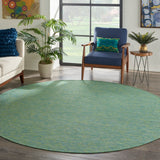 Nourison Positano POS01 Machine Made Power-loomed No Border Indoor/Outdoor Modern Outdoor Rug Blue Green, Blue Green 100% Polypropylene 99446790651