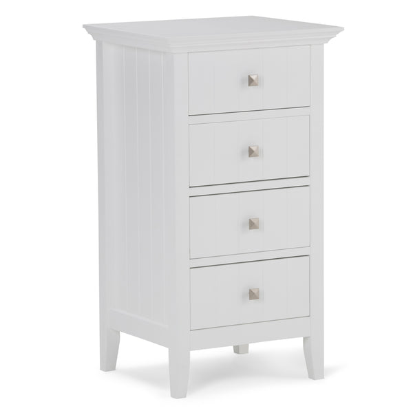 English Elm Acadian Four Drawer Floor Storage Cabinet - Stylish Pure White Design For Organized Living Spaces B136P158497