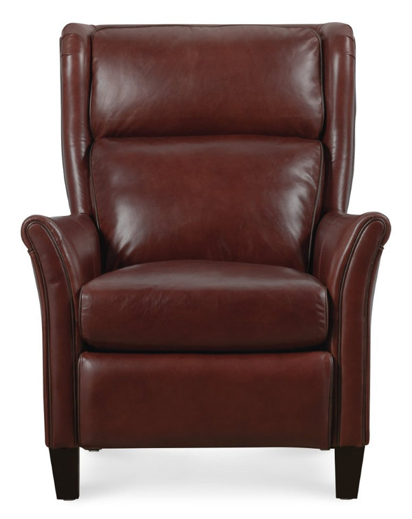 Hooker Furniture Henley Luxe Power Recliner In Top-Grain Aniline Leather With Power Headrest And Usb Charging Red RC826-PH-054