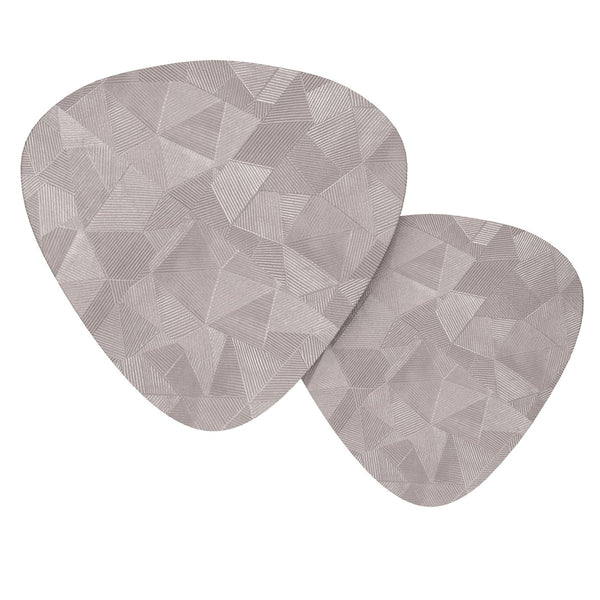 English Elm Shelton Hand-Finished Nickel 2-Pc Metal Nesting Tables — Geometric Etched Tops, Versatile Side/End Use B136P159605