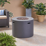 Christopher Knight Home® - Noble House - Aidan Outdoor 31" Round Light Weight Concrete Gas Burning Fire Pit