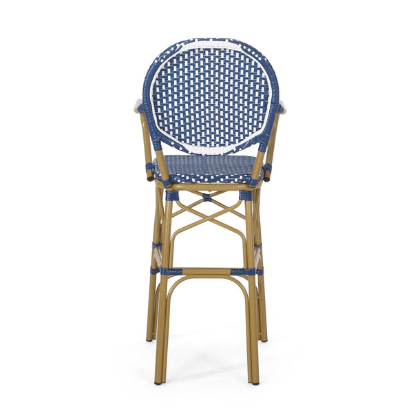 English Elm Outdoor Bistro Wicker Barstools Set of 2 Rust Resistant Aluminum Patio Bar Seating 72605.00