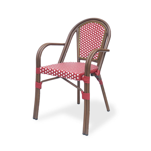 English Elm Bistro Wicker Outdoor Dining Chairs Set of Two with Rust Resistant Aluminum Frame Patio 72905.00RED
