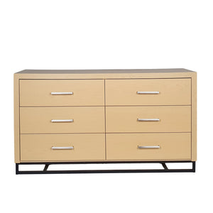 English Elm Christopher Knight Home® - 6 Drawer Chest with Iron Base and Six Spacious Drawers, Contemporary Industrial Design, Durable Construction Natural 60 L x 19.25 W x 10 H 71883.00WALN