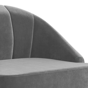 English Elm Harrah Velvet Accent Chair with Tufted Channel Back and Solid Rubberwood Legs, Mid-Century Flair Gray B136P158681