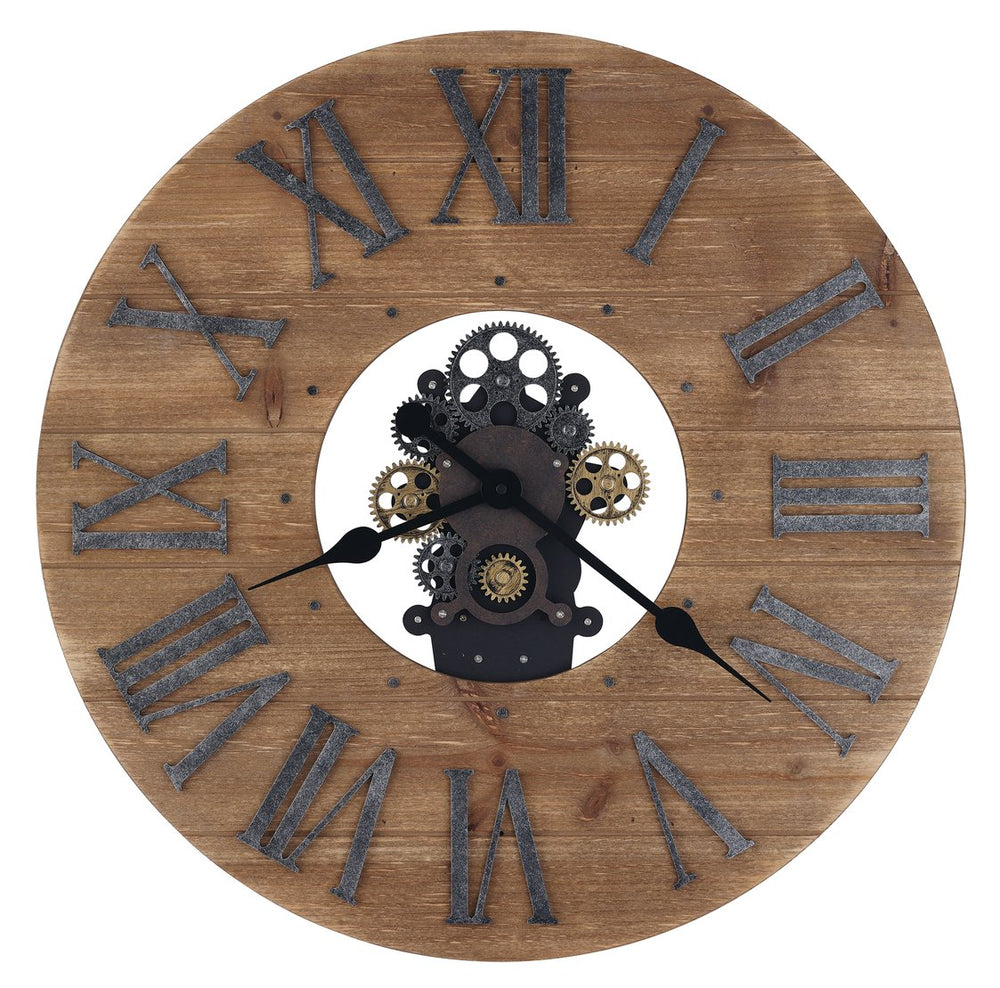 Hekman Furniture 625766 Forest Oversized Wall Clock With Unique Gear Design – Aged Wood & Roman Numerals Charm  Forest Oversized Gallery Wall Clock 625766