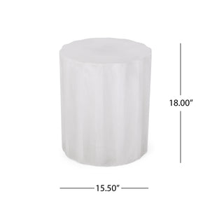 English Elm Outdoor Fluted Concrete Side Table Sculptural Wave Top Patio or Sunroom Accent 73434.00