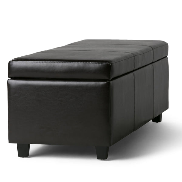 English Elm Avalon Storage Ottoman Bench In Tanners Brown - Versatile, Stylish, And Safe Home Storage Solution B136P159777