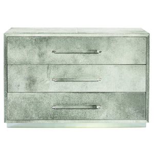 Bernhardt Bernhardt Parkin Hair-On-Hide Drawer Chest With Stainless Plinth, Saddle Stitching, Felt-Lined Drawers 369032
