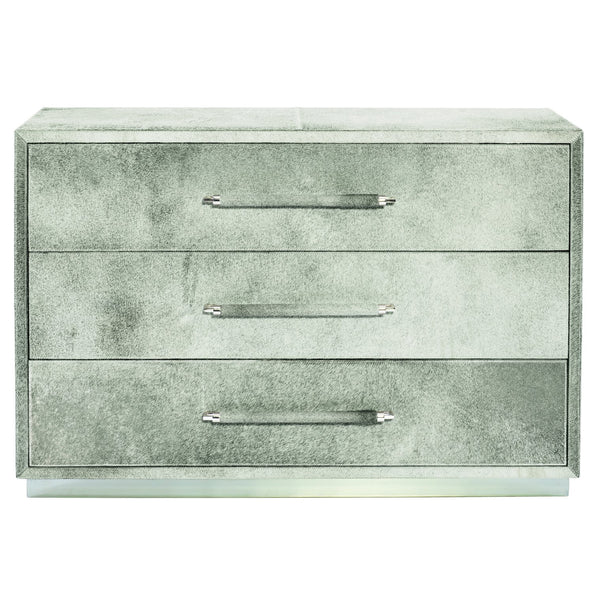 Bernhardt Bernhardt Parkin Hair-On-Hide Drawer Chest With Stainless Plinth, Saddle Stitching, Felt-Lined Drawers 369032