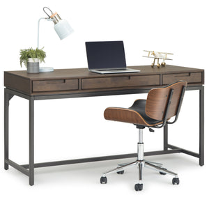 English Elm Banting Mid Century Desk In Walnut Brown - Stylish Workspace With Smart Storage & Industrial Touch B136P158455