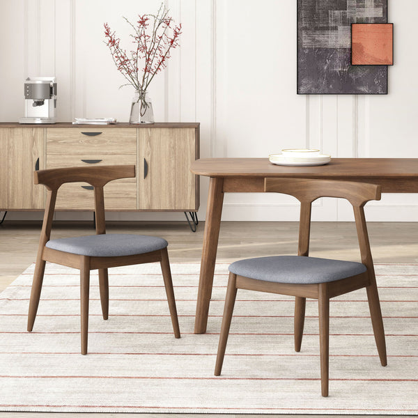 English Elm Dining Chair Set of 2 Curved Back Faux Leather Upholstered Seats for Modern Farmhouse Decor 72662.00CHAR