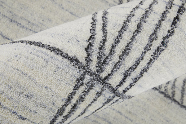 Feizy Rugs Whitton Handwoven Wool & Viscose Rug - Contemporary Abstract Design In Dark Blues & Grays Ivory,Black Viscose,Wool Wtn8893fivyblkp00