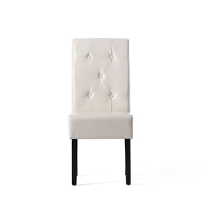 English Elm Carter Ivory Bonded Leather Tufted Dining Chairs Set of Two with Espresso Legs 54274.00IVY