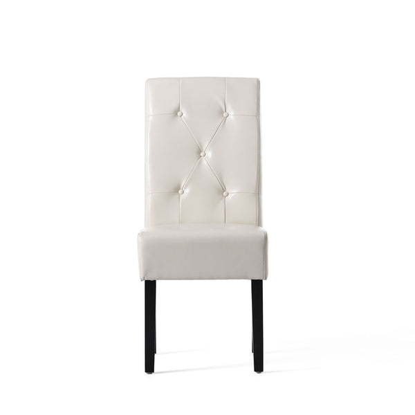 English Elm Carter Ivory Bonded Leather Tufted Dining Chairs Set of Two with Espresso Legs 54274.00IVY