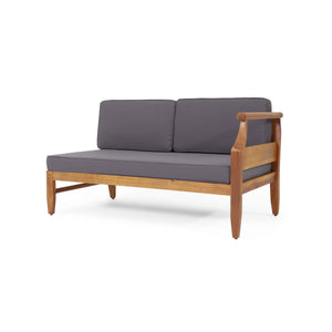 English Elm Aston Outdoor 4 Piece Acacia Wood Chat Set with Mid Century Slat Panel Design 72996.00-72997.00-74099.00DGRY
