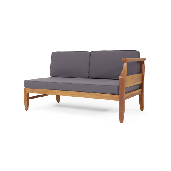 English Elm Aston Outdoor 4 Piece Acacia Wood Chat Set with Mid Century Slat Panel Design 72996.00-72997.00-74099.00DGRY
