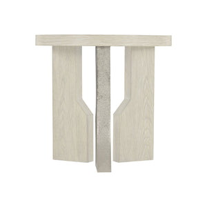 Bernhardt Bernhardt Ellis Side Table — Modern Asymmetrical White Oak Jicama Top With Shiny Nickel Leg Accent 305124