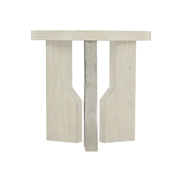 Bernhardt Bernhardt Ellis Side Table — Modern Asymmetrical White Oak Jicama Top With Shiny Nickel Leg Accent 305124