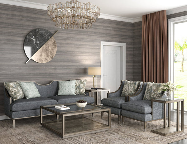 A.R.T. Furniture Harper Mica Chair - Glamorous Transitional Design With Plush Comfort, Exposed Wood, And Stylish Pillow Blue Rubberwood Solids,Foam,Fabric,Metal 161523-5743aa