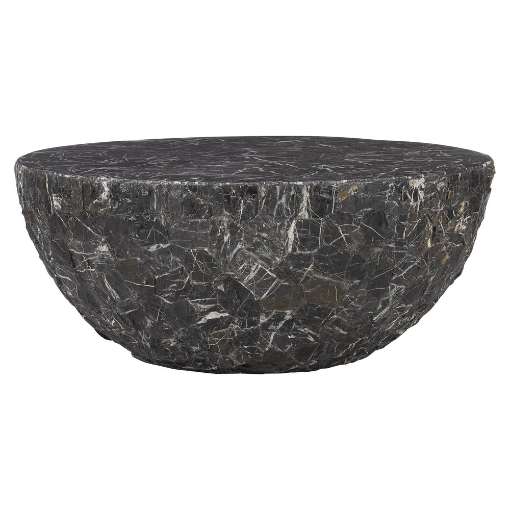 Bernhardt Bernhardt Tambora Outdoor Cocktail Table — Sculptural Black Striped Stone Top, Weather‑Resistant Finish X02018