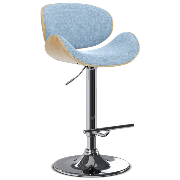 English Elm Marana - Stylish Adjustable Bentwood Swivel Bar Stool In Denim Blue With Chrome Base & Footrest B136P158932
