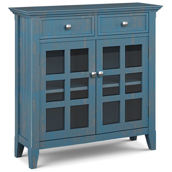 English Elm Acadian Entryway Storage Cabinet - Handcrafted Coastal Blue Charm With Adjustable Shelves & Drawers B136P158292