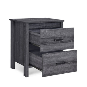 English Elm Toolless Assembly Two Drawer Nightstand Faux Wood Finish Modern Bedroom Storage 72038.00SONGRY