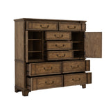 Revival Row 9-Drawer Master Chest with Cabinets Brown with Village Lane Finish P348-BR-K11 Pulaski Furniture