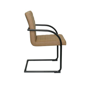 VIG Furniture Ivey Modern Vegan Leather Upholstered Chair With Matte Black Frame, Channel Tufting & Floor Guards Tan Dining Chair VGSWSFC118-TAN-A-DC