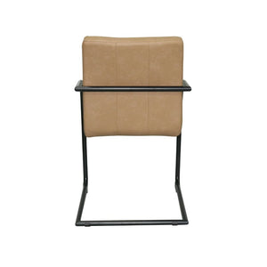 VIG Furniture Ivey Modern Vegan Leather Upholstered Chair With Matte Black Frame, Channel Tufting & Floor Guards Tan Dining Chair VGSWSFC118-TAN-A-DC