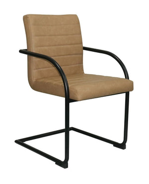 VIG Furniture Ivey Modern Vegan Leather Upholstered Chair With Matte Black Frame, Channel Tufting & Floor Guards Tan Dining Chair VGSWSFC118-TAN-A-DC