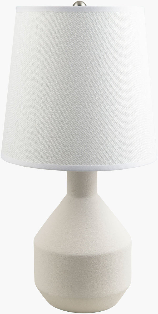 Surya Irvington Accent Table Lamp - Elegant 19" Ceramic Design With Chic Shade For Home Decor & Style Body, White,Shade, White,Finial, Metallic ,Silver,Harp, Metallic ,Nickel,Cord, Translucent Ceramic,Paper,Paper,Nickel Ivg-002