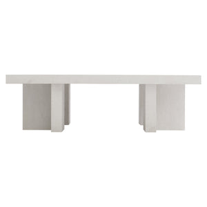 Bernhardt Bernhardt Sandblasted White Blythe Cocktail Table 54" Square Sculptural L-Leg Modern-Rustic Centerpiece 485011