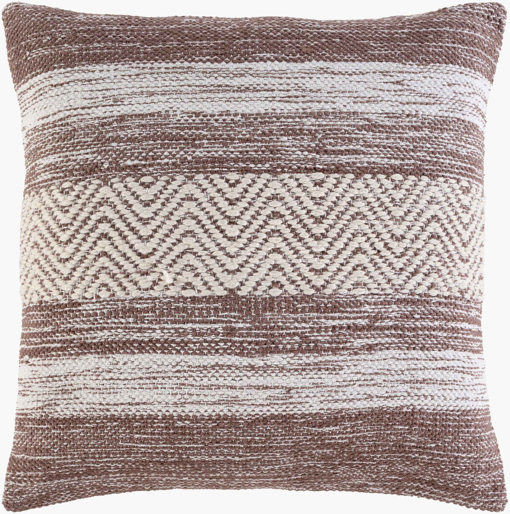 Surya Levi 20"L X 20"W Cozy Hand-woven Accent Pillow - Sustainable Cotton For Timeless Cottage Style Home Medium Brown Cotton,Recycled Pet Yarn,Cotton Ivl001-2020