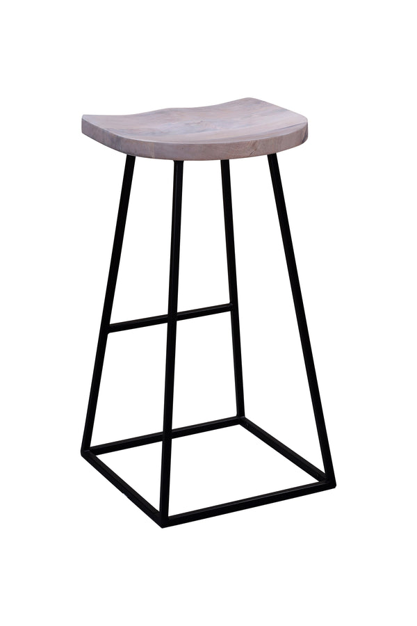Porter Designs Clement Solid Acacia Wood Bar Stool With Sleek Design And Comfortable Scooped Seat White Wood 07-196-11-2096