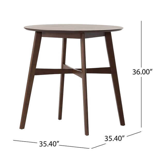 English Elm Christopher Knight Home® - Wood Mid Century Counter Height Round Dining Table with Oak-Look Top, Sturdy Rubberwood Legs, Stylish Finish Walnut 58913.00WNT