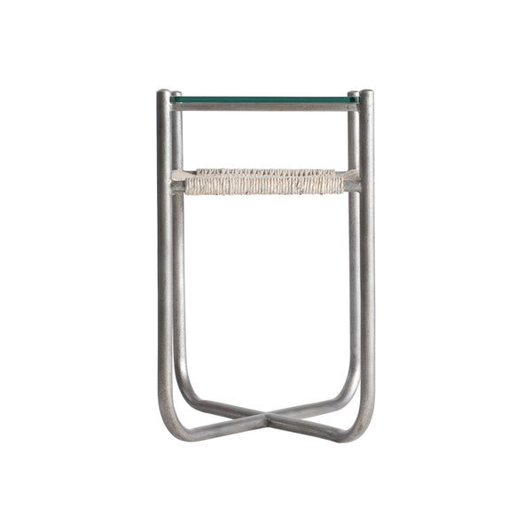 Bernhardt Bernhardt Kendo Accent Table With Tempered Glass Top, Woven Abaca Shelf & Graphite Steel Frame 328122