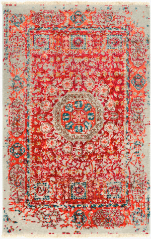 Surya Ivorine Hand Made 2' X 3' Luxurious Viscose & Wool Rug With Fringe - Elegant, Durable, And Stylish Red Nz Wool,Viscose Ivr1000-23