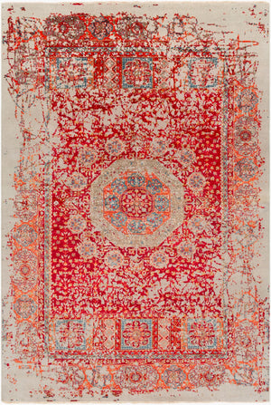 Surya Ivorine Hand Made 2' X 3' Luxurious Viscose & Wool Rug With Fringe - Elegant, Durable, And Stylish Red Nz Wool,Viscose Ivr1000-69