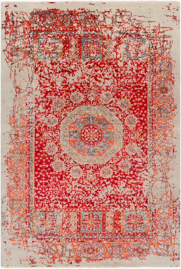 Surya Ivorine Hand Made 2' X 3' Luxurious Viscose & Wool Rug With Fringe - Elegant, Durable, And Stylish Red Nz Wool,Viscose Ivr1000-69