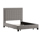 Homelegance By Top-Line Sinead Square Button-Tufted Upholstered Bed Grey Linen