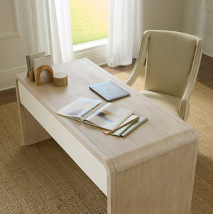 Hooker Furniture Brixton Writing Desk With Two-Tone Elm & Ivory Finish, 5 Drawers, Drop-Front Keyboard, Curved Design 6022-10458-80