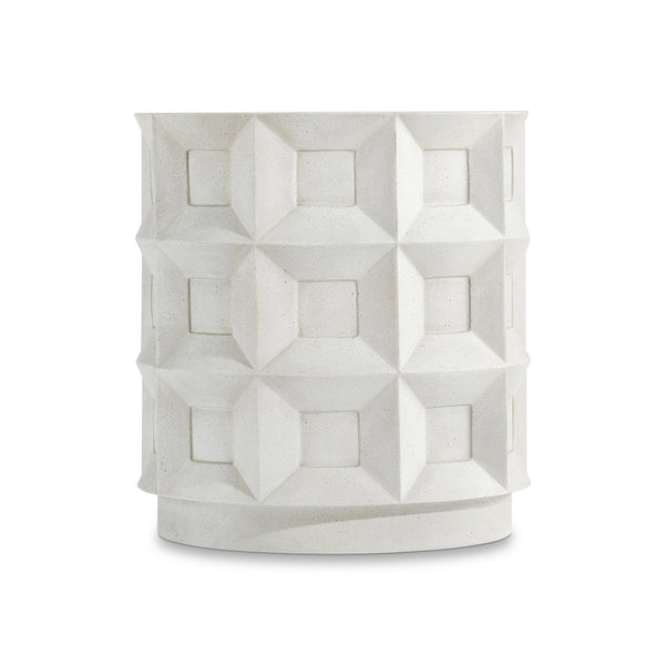 Prado Accent Table - Elegant Buff-Finish, Round Design with Coffered S ...