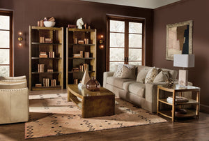 Hooker Furniture Melange Mulholland Oak Coffee Table with Open Shelf and Bronze Accents for Living Rooms 32.00L x 60.00W x 17.00H 628-80610-82