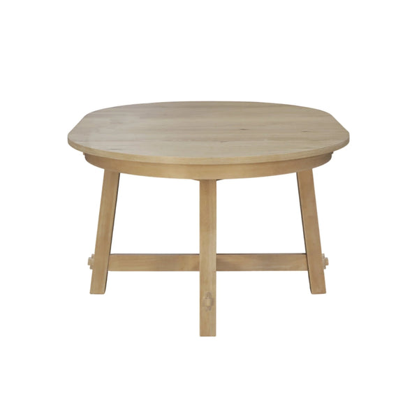 Ivy Round to Oval Rubberwood Dining Table with Leaf Seats Six Scandinavian Style