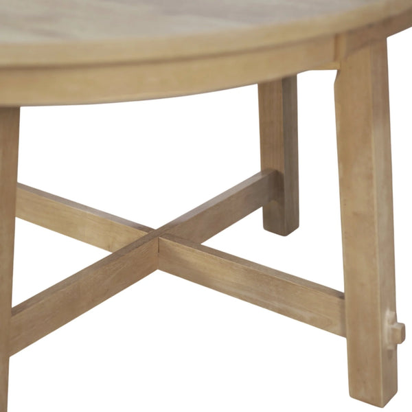 Ivy Round to Oval Rubberwood Dining Table with Leaf Seats Six Scandinavian Style