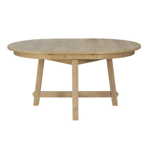 Ivy Round to Oval Rubberwood Dining Table with Leaf Seats Six Scandinavian Style
